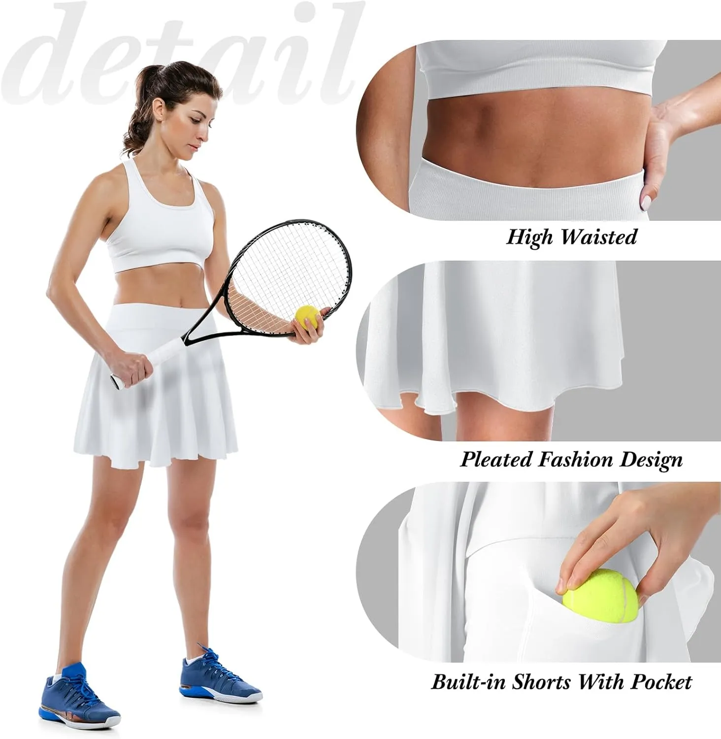 3 Pack Women Pleated Tennis Skirts with Pockets Shorts High Waisted Mini Skater Skirts for Workout Running