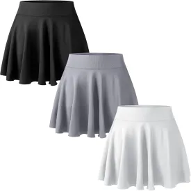 3 Pack Women Pleated Tennis Skirts with Pockets Shorts High Waisted Mini Skater Skirts for Workout Running