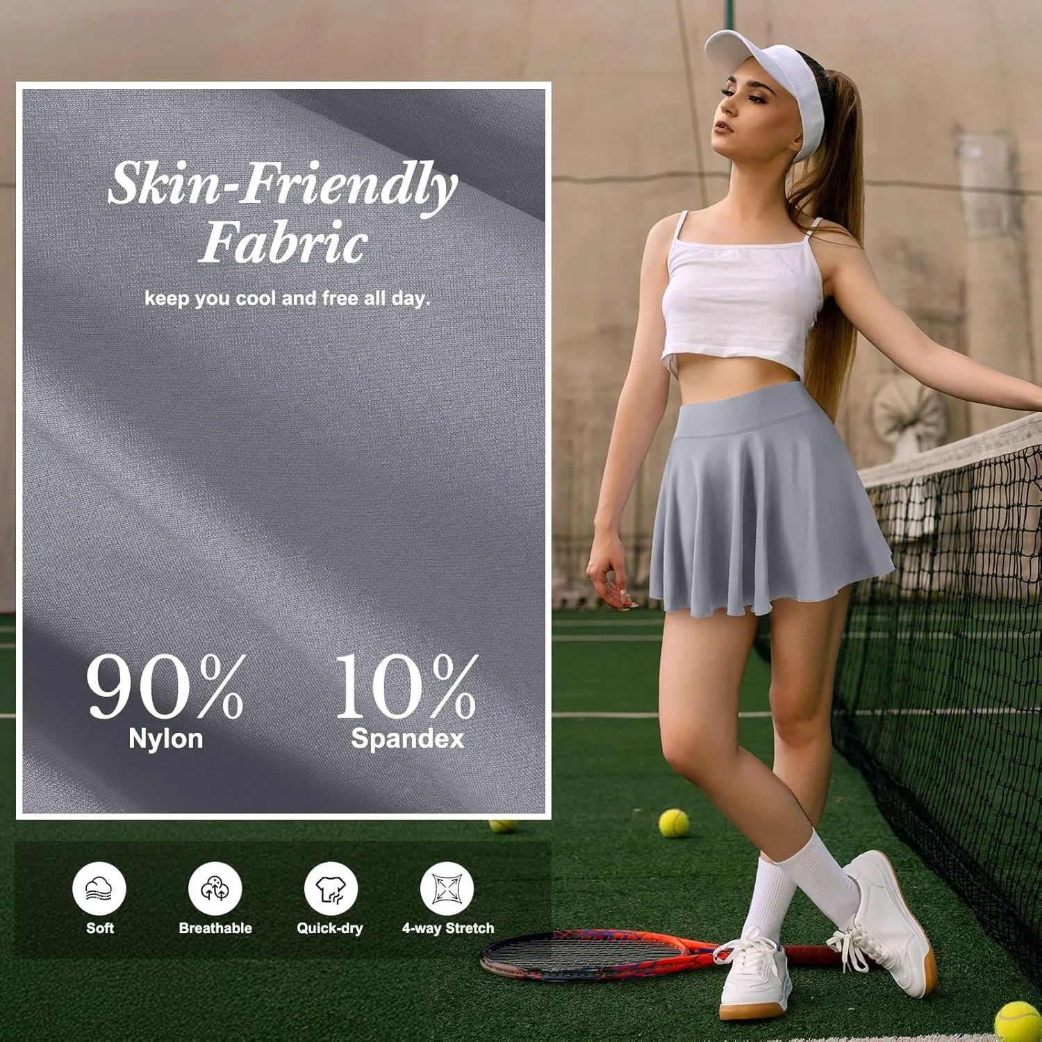 3 Pack Women Pleated Tennis Skirts with Pockets Shorts High Waisted Mini Skater Skirts for Workout Running