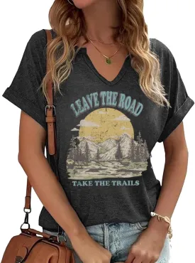 Adventure Hiking Camping Mountain Shirt for Women Travel Graphic Tee Shirts,US National Parks Shirt Outdoor Nature Tops