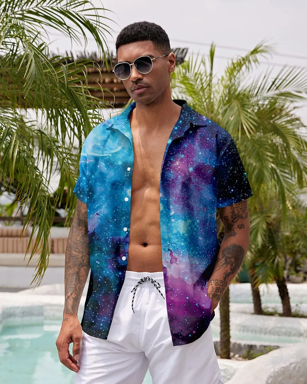 ALISISTER Mens Button Down Short Sleeve Dress Shirt Novelty Hawaiian Holiday Summer Funny Tops