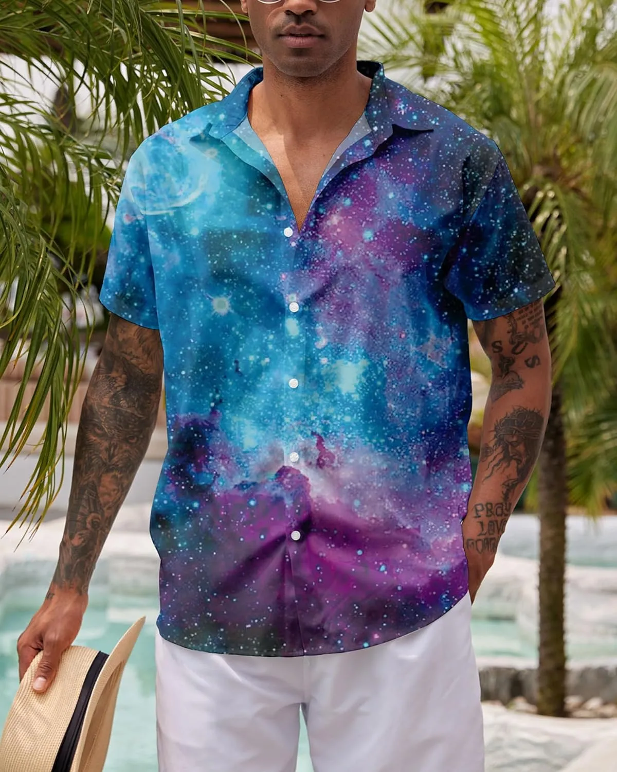 ALISISTER Mens Button Down Short Sleeve Dress Shirt Novelty Hawaiian Holiday Summer Funny Tops