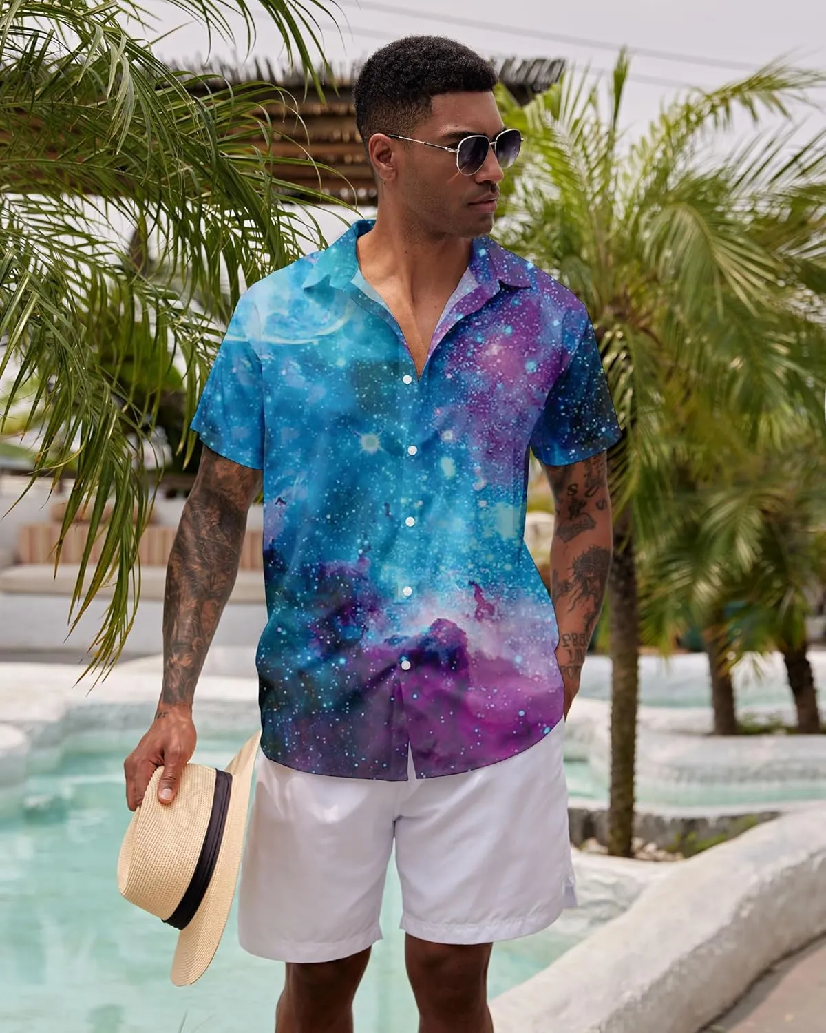 ALISISTER Mens Button Down Short Sleeve Dress Shirt Novelty Hawaiian Holiday Summer Funny Tops