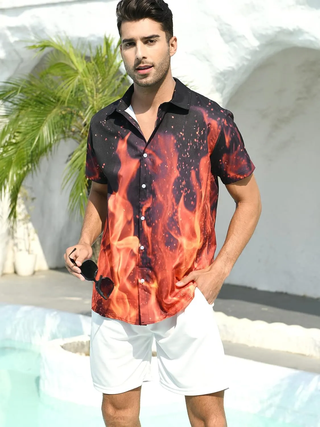 ALISISTER Mens Button Down Short Sleeve Dress Shirt Novelty Hawaiian Holiday Summer Funny Tops