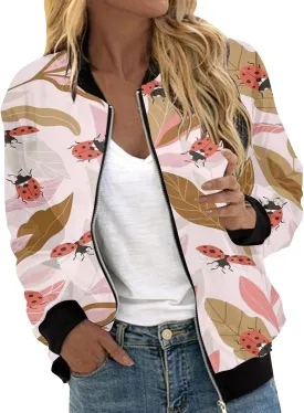 Baseball Jacket Coat for Women Thin Pocket Jacket Blouse Varsity Coat Baseball Top Floral Jackets for Women Fall 2024