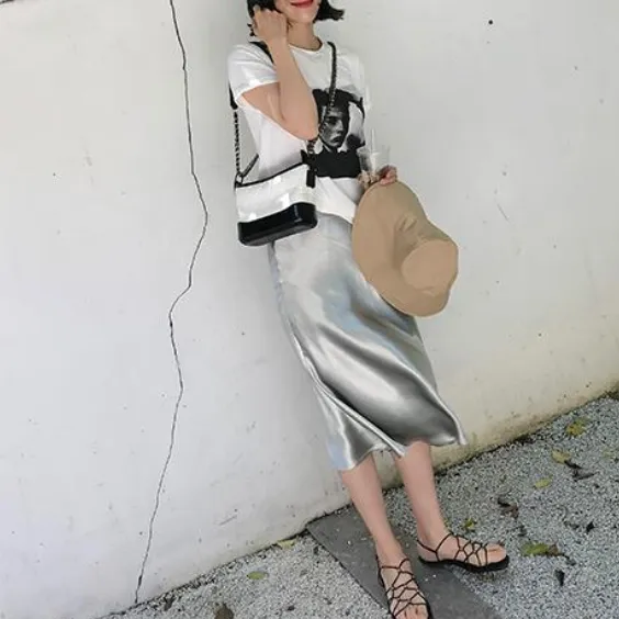 Bella Textured Satin Midi Skirt