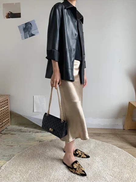 Bella Textured Satin Midi Skirt