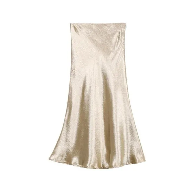 Bella Textured Satin Midi Skirt