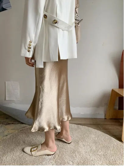 Bella Textured Satin Midi Skirt
