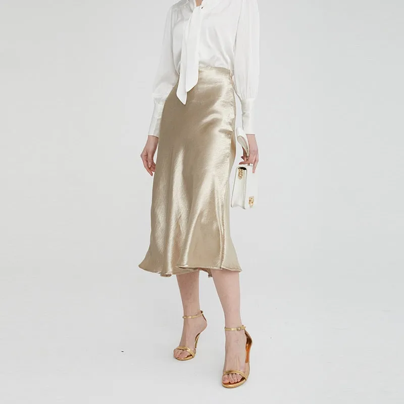 Bella Textured Satin Midi Skirt