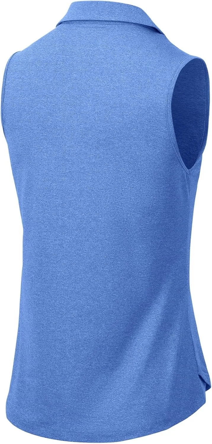 BGOWATU Women's Sleeveless Golf Polo Shirts Collared V Neck Tennis Tank Tops UPF 50  Quick Dry Lightweight