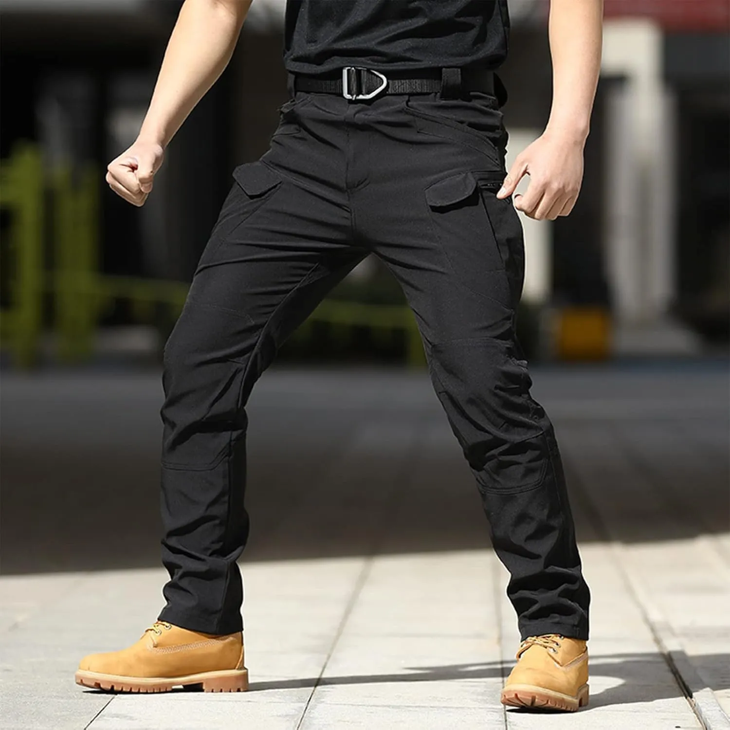 Cargo Pants for Men Multi Pocket Athletic Trousers Military Fan Elastic Waistband Work Lounge Overalls