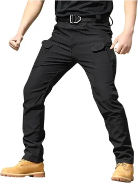 Cargo Pants for Men Multi Pocket Athletic Trousers Military Fan Elastic Waistband Work Lounge Overalls