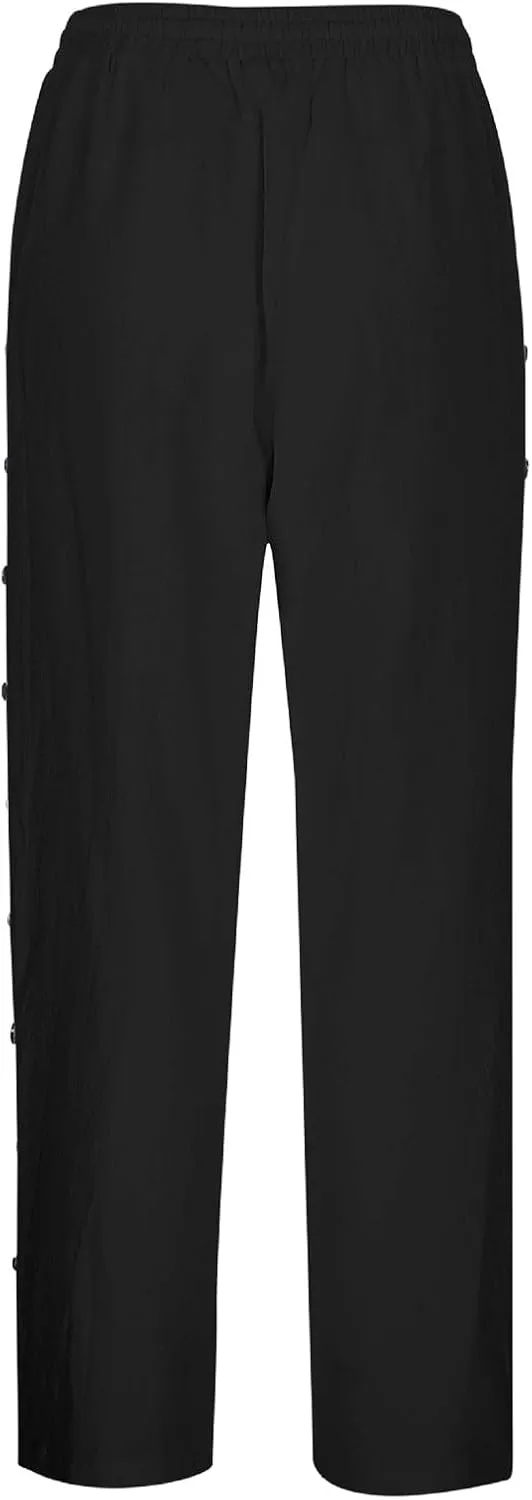 Cotton Linen Pants for Women Summer Wide Leg Elastic Straight Leg Lounge Pant Drawstring Lightweight Beach Trousers