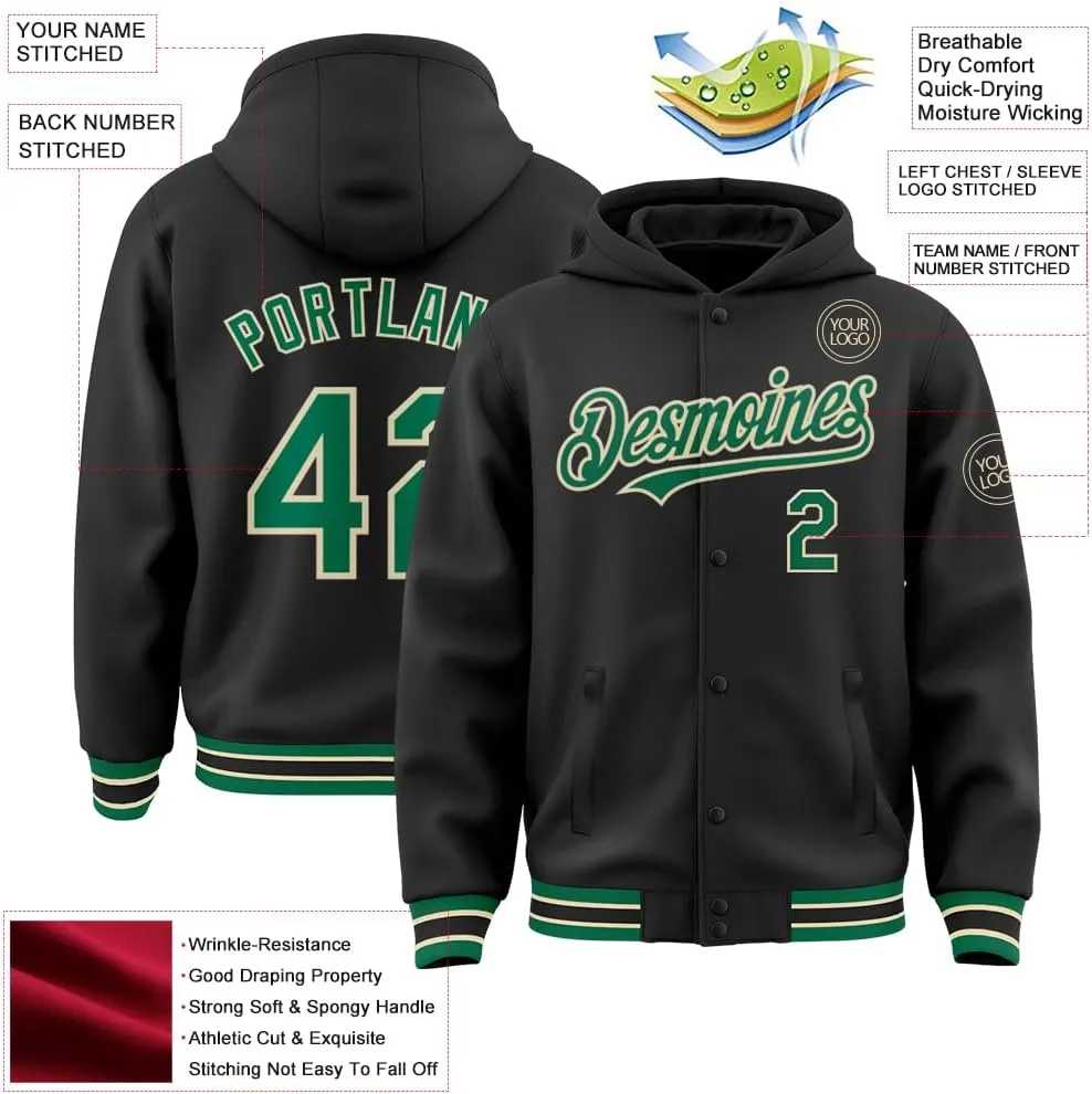 Custom Hoodie Baseball Jackets Personalized Varsity Letterman Jackets Stitched Name Number Logo for Men Women Youth