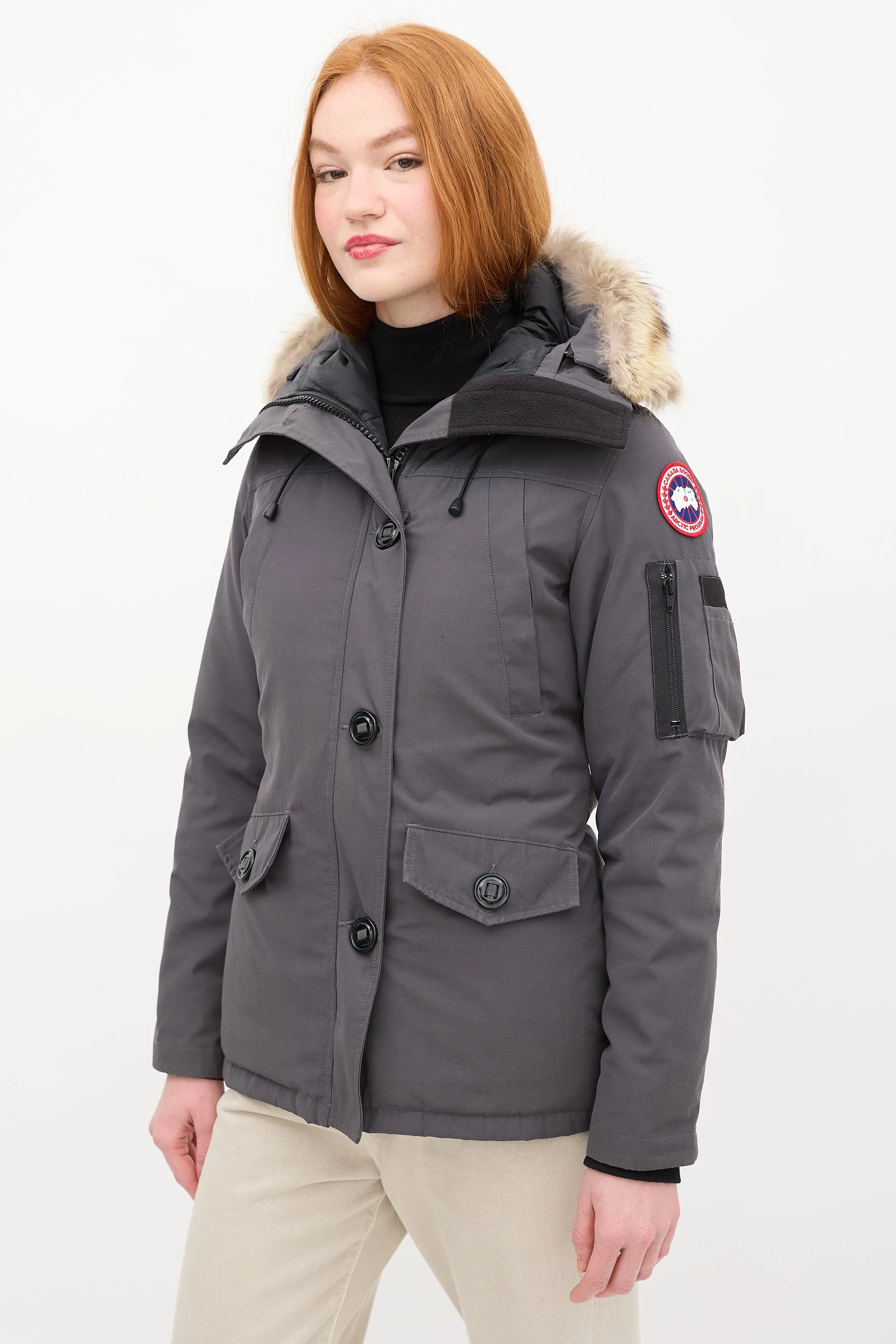Dark Grey Montebello Down & Fur Hood Jacket