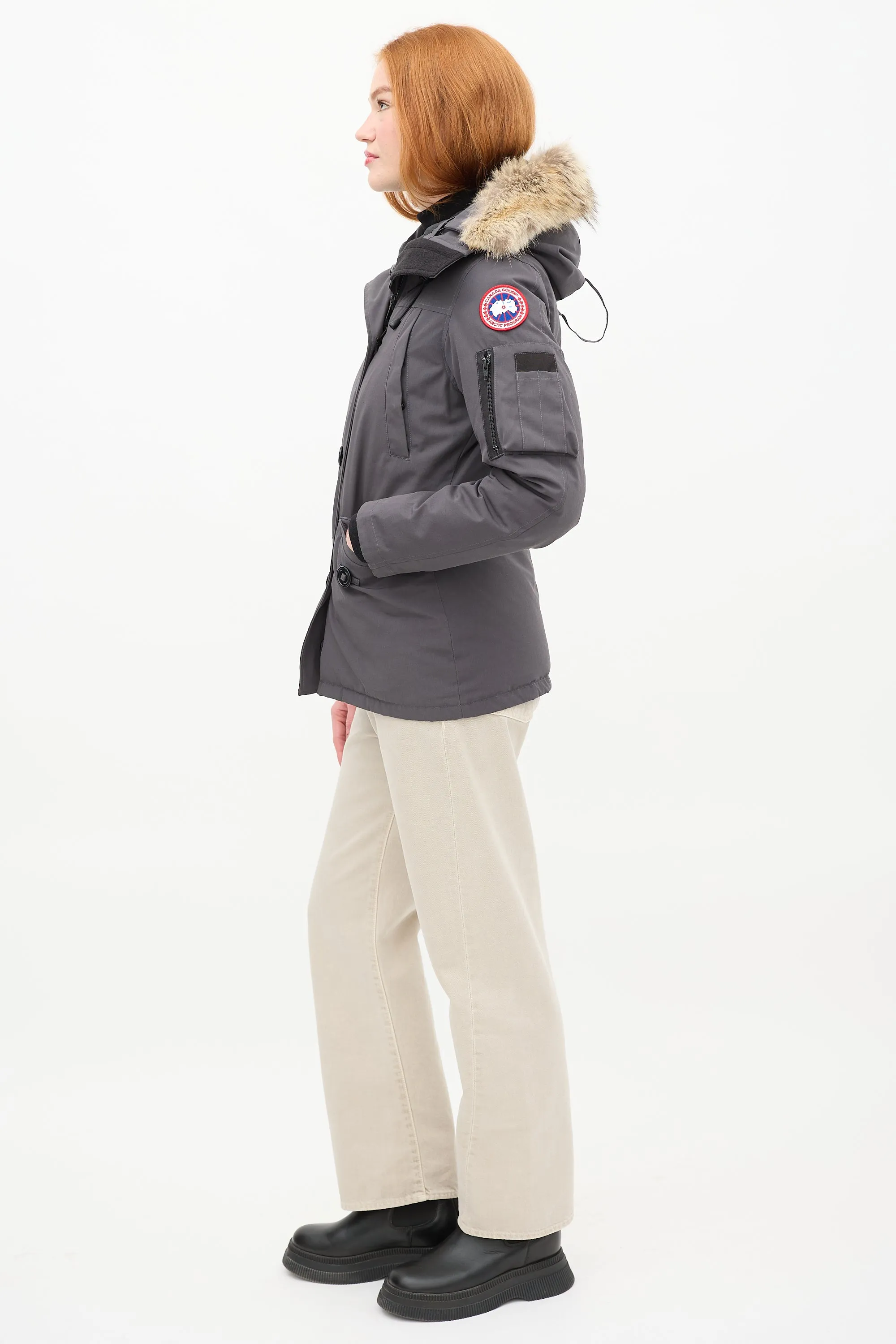 Dark Grey Montebello Down & Fur Hood Jacket