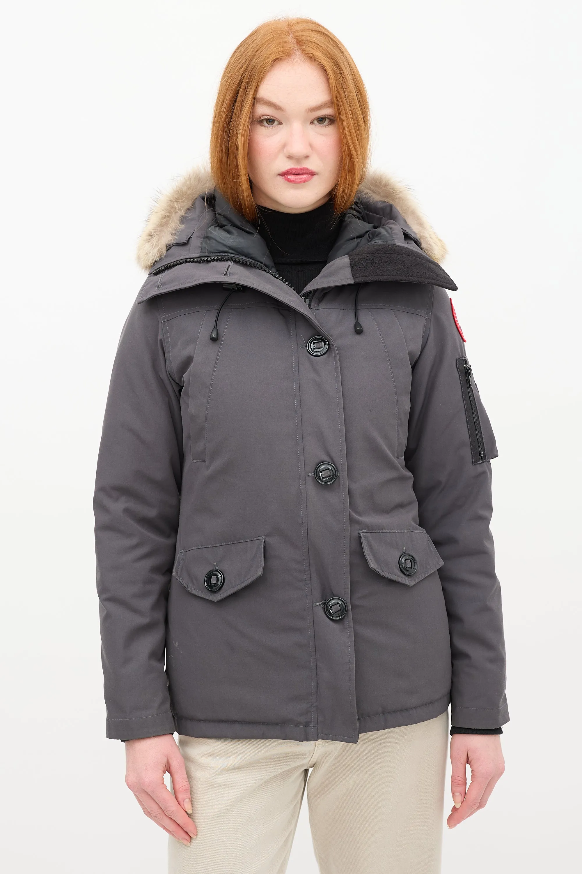 Dark Grey Montebello Down & Fur Hood Jacket