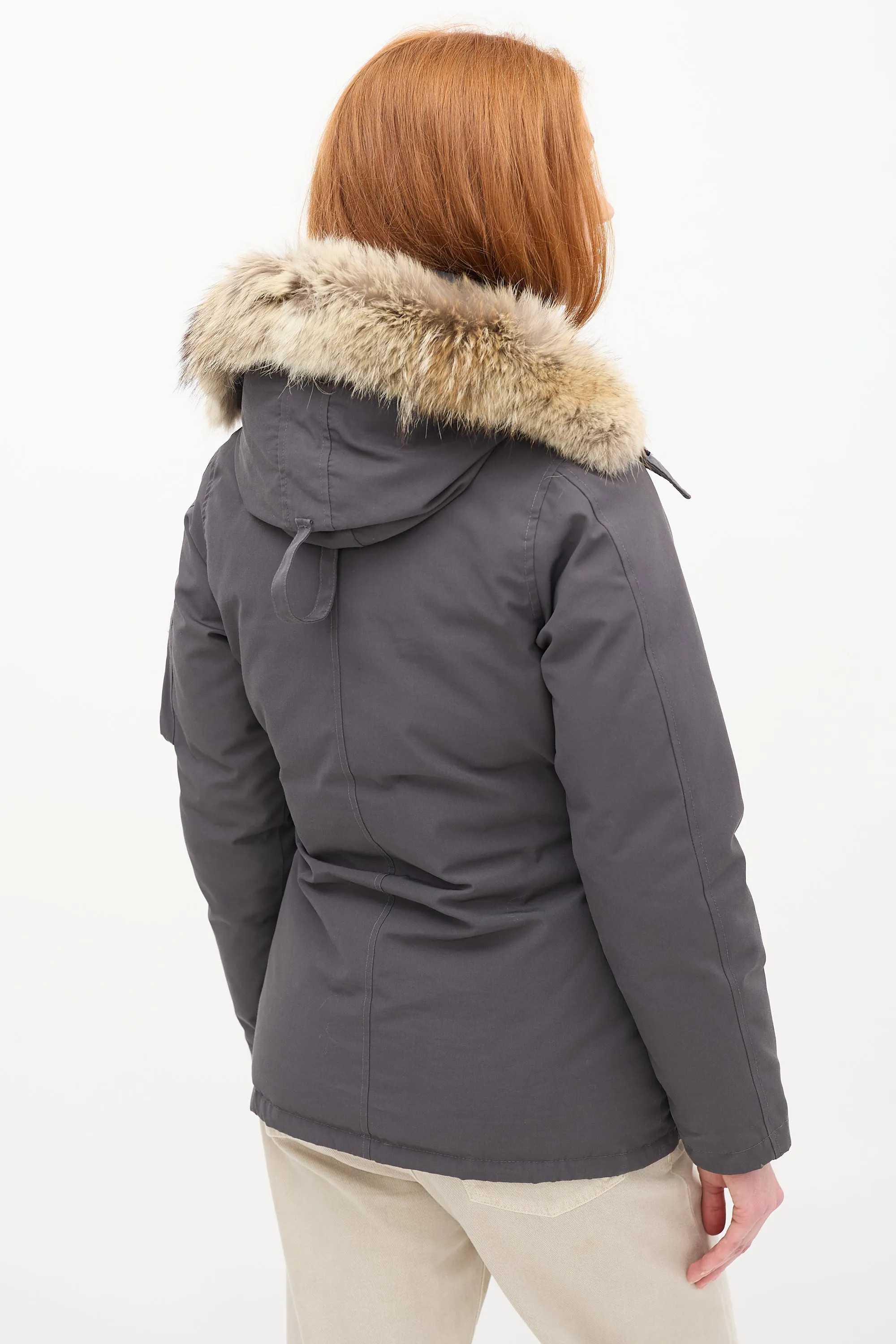 Dark Grey Montebello Down & Fur Hood Jacket