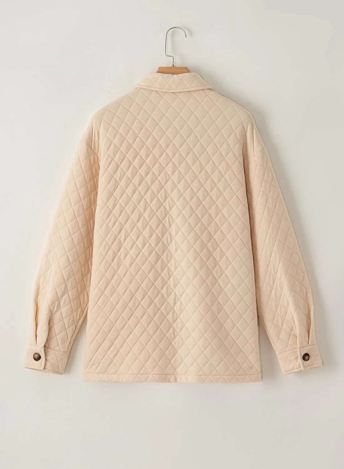 Dokotoo Casual Quilted Jackets for Women Button Down Collared Long Sleeve Shirts Spring Jackets with Pockets 2025