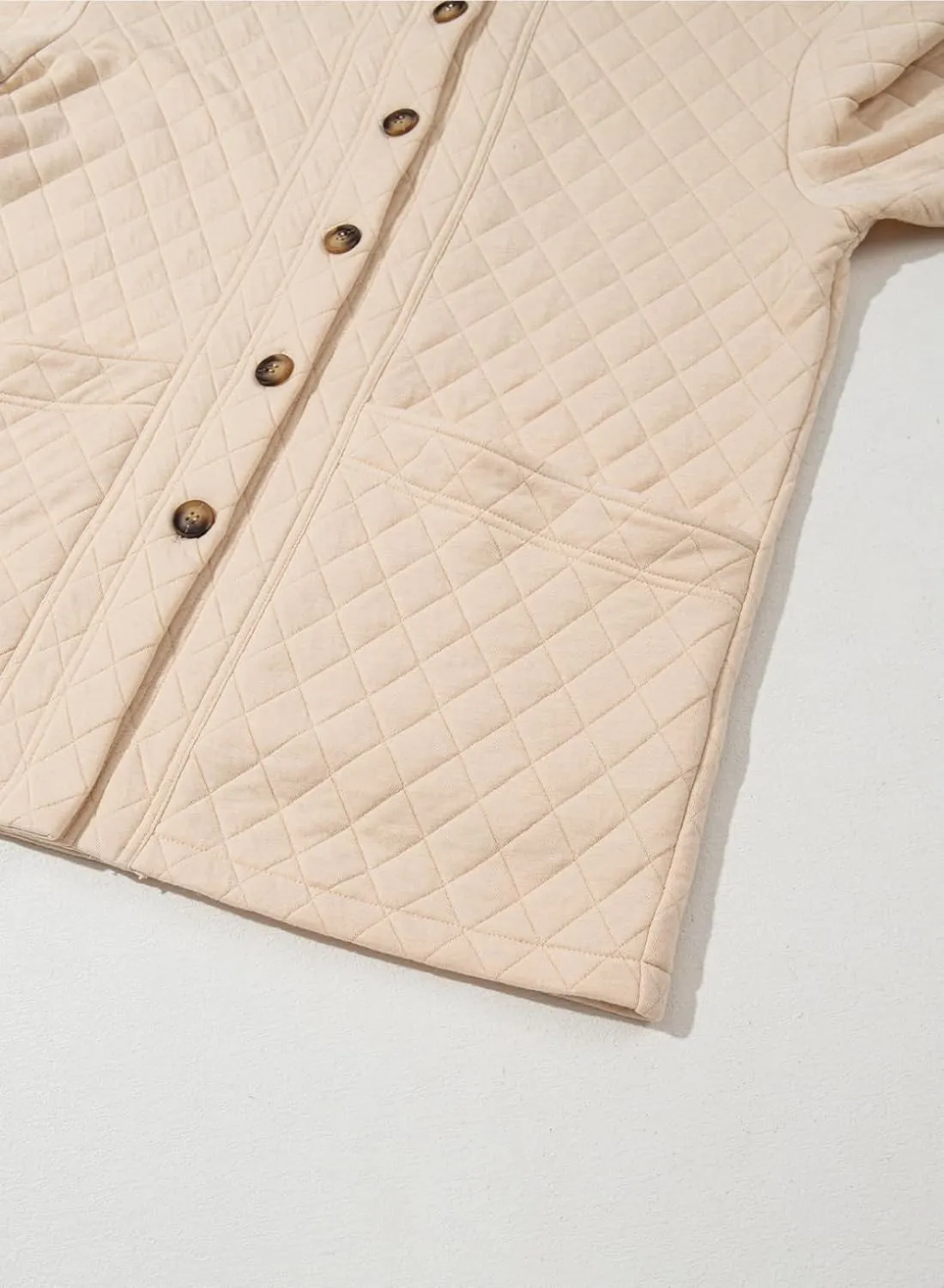 Dokotoo Casual Quilted Jackets for Women Button Down Collared Long Sleeve Shirts Spring Jackets with Pockets 2025