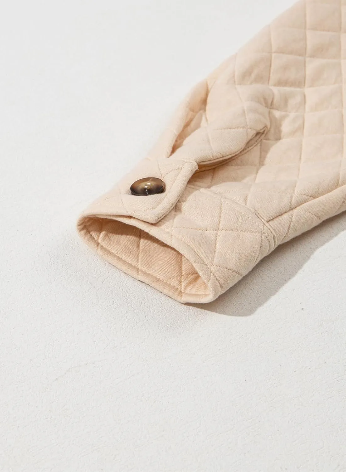 Dokotoo Casual Quilted Jackets for Women Button Down Collared Long Sleeve Shirts Spring Jackets with Pockets 2025