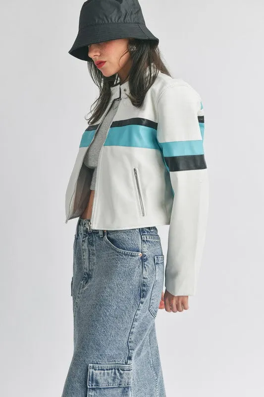 Faux Leather Racer Moto Jacket