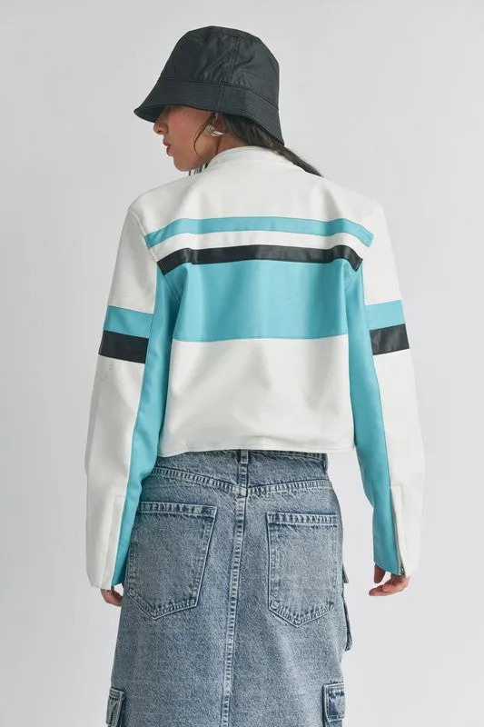 Faux Leather Racer Moto Jacket