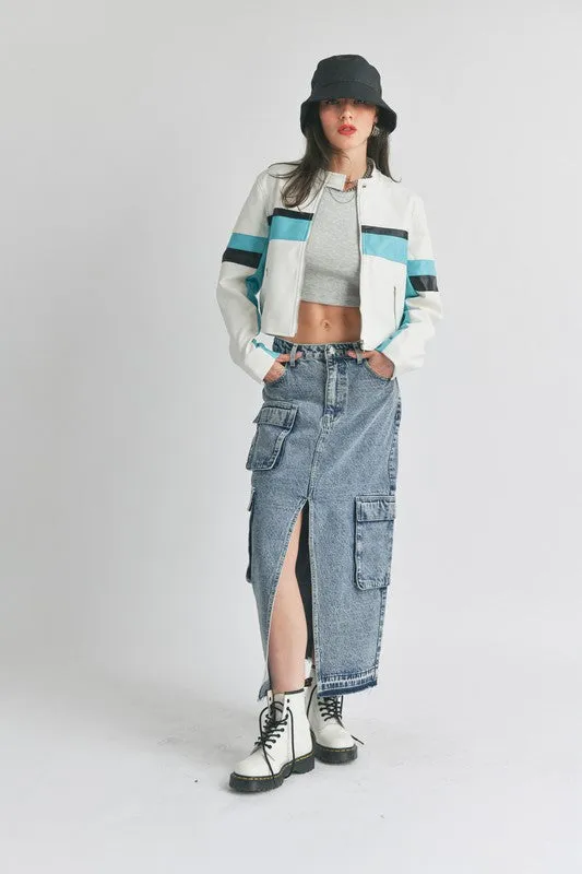 Faux Leather Racer Moto Jacket