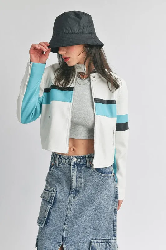 Faux Leather Racer Moto Jacket