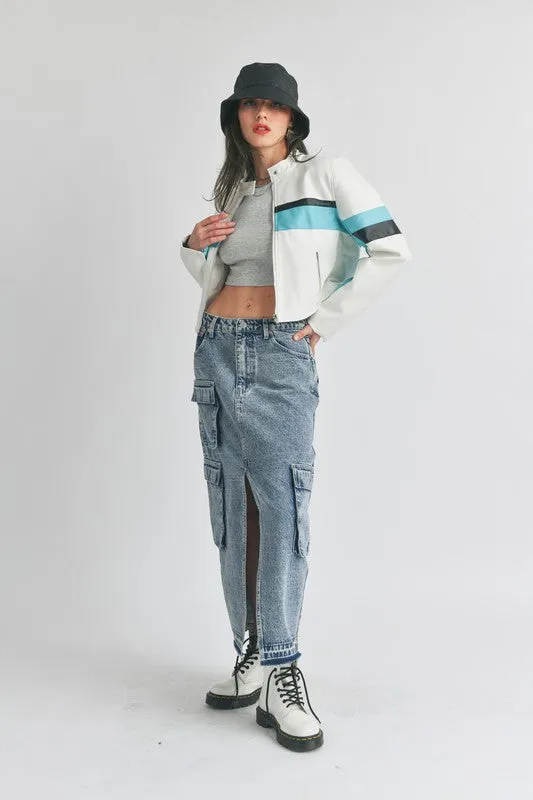 Faux Leather Racer Moto Jacket