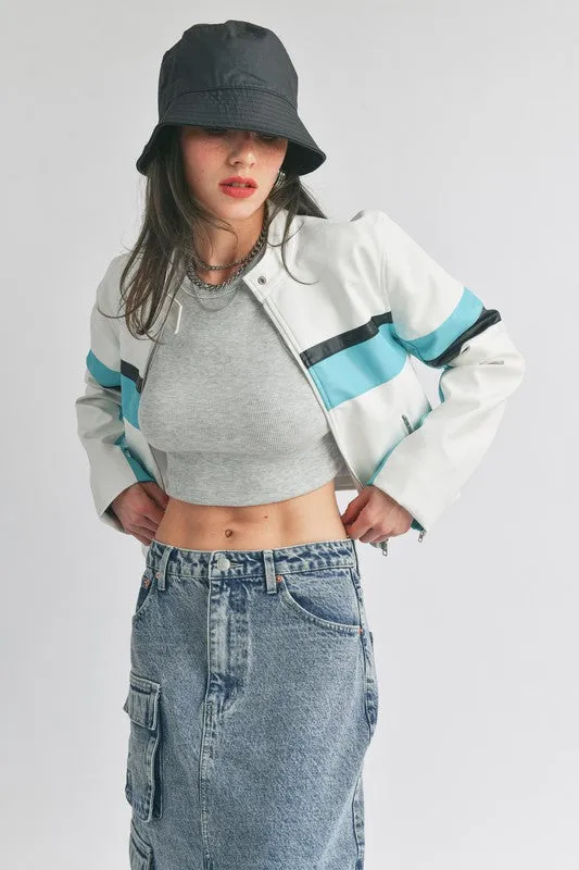 Faux Leather Racer Moto Jacket
