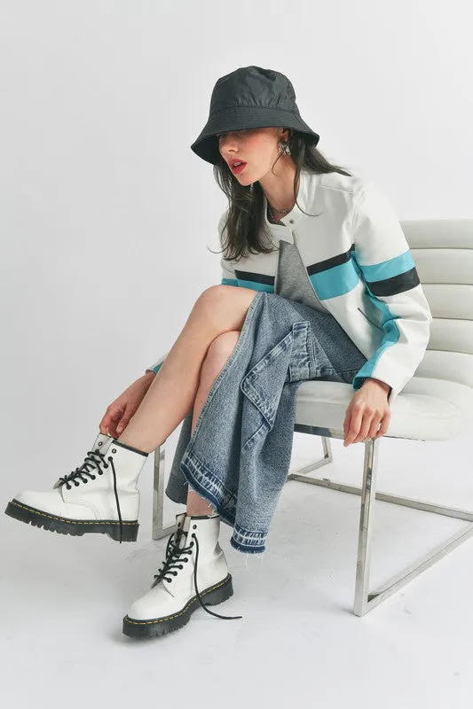 Faux Leather Racer Moto Jacket