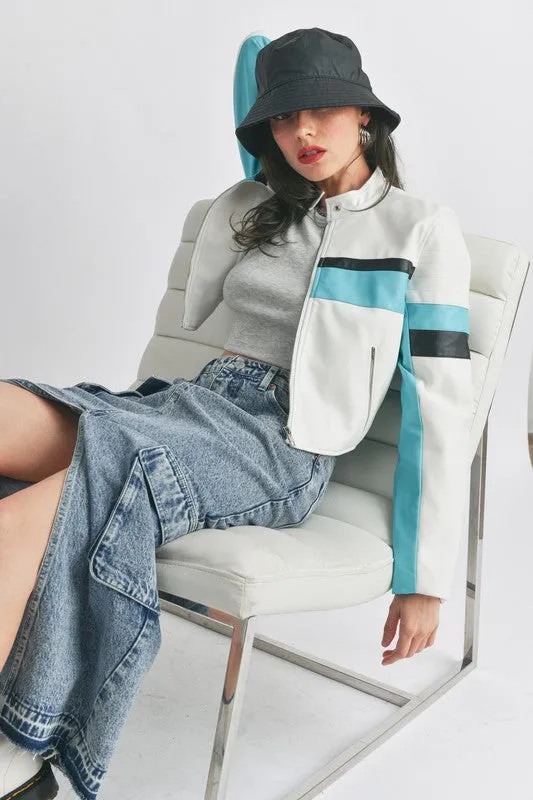 Faux Leather Racer Moto Jacket