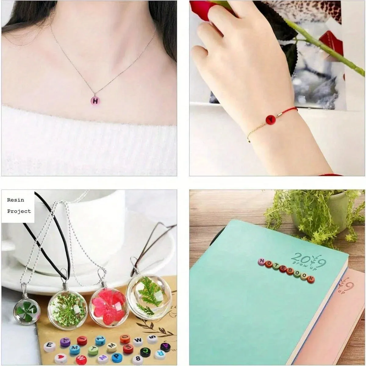 Friendship Bracelet Beads 700pcs 7 Colours Round Acrylic Alphabet Number Beads for Jewellery Making