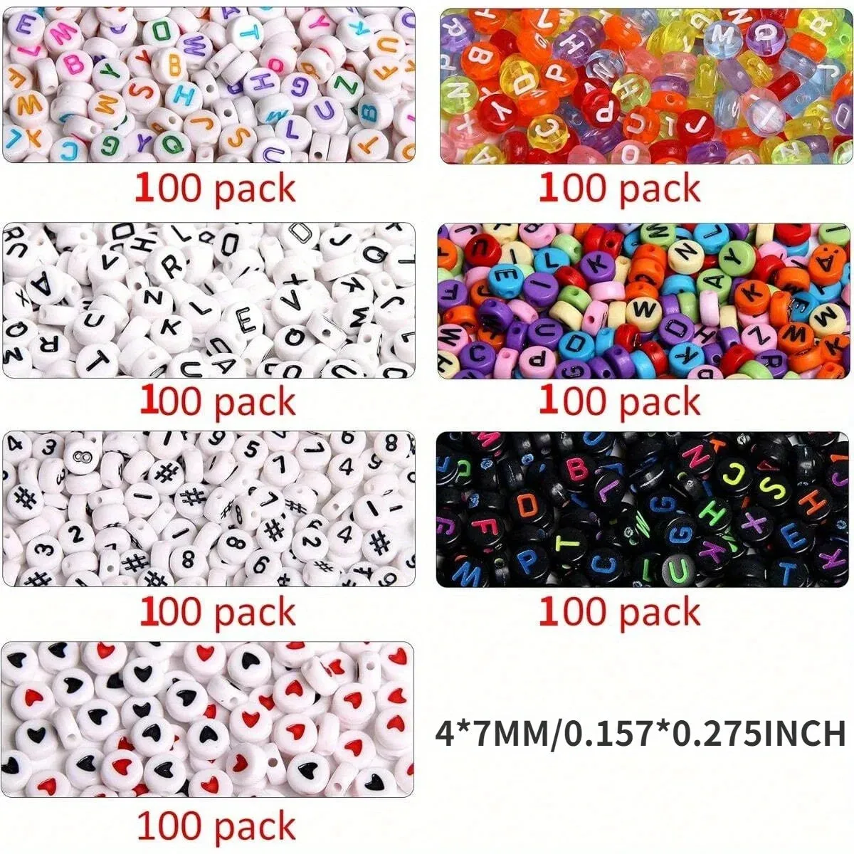 Friendship Bracelet Beads 700pcs 7 Colours Round Acrylic Alphabet Number Beads for Jewellery Making