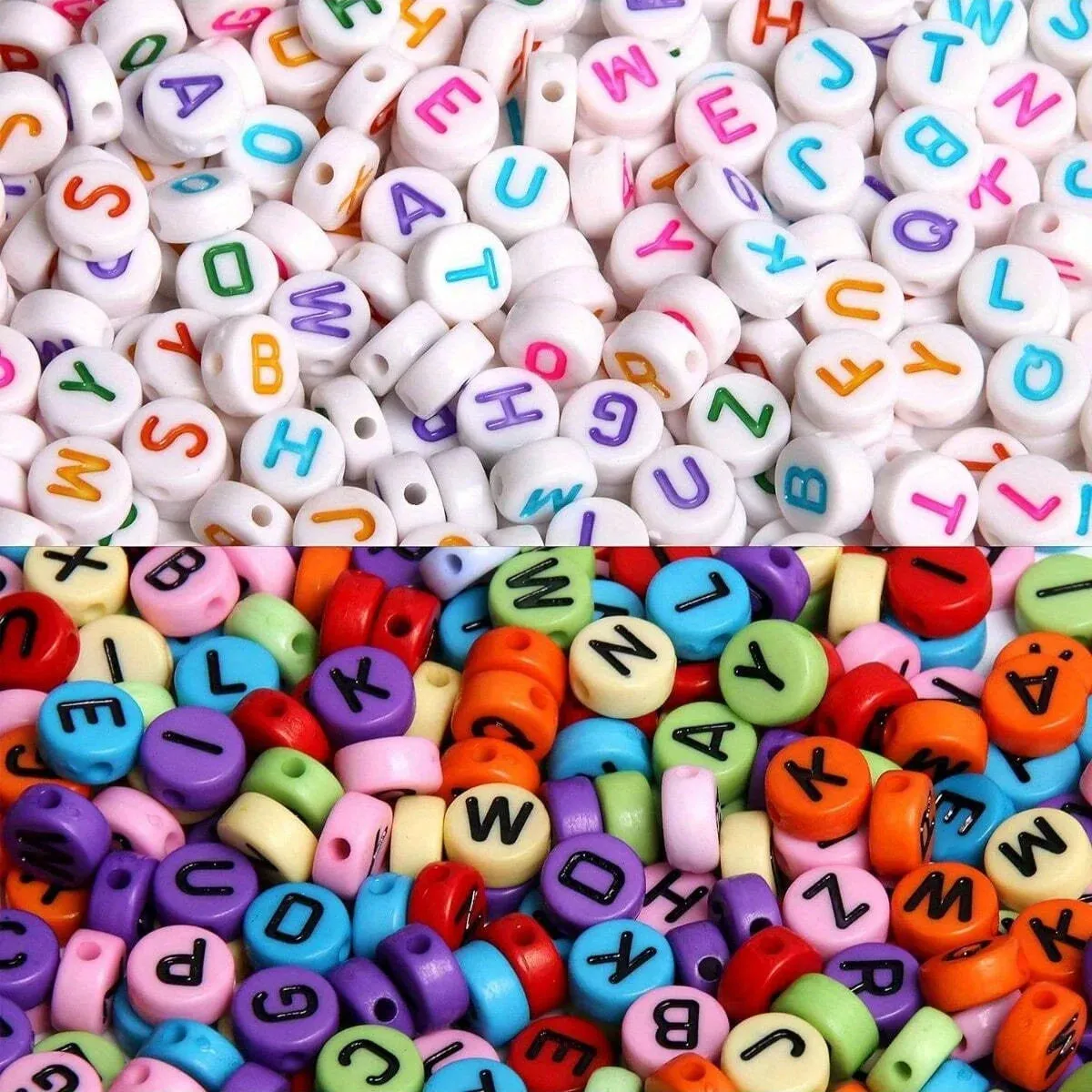 Friendship Bracelet Beads 700pcs 7 Colours Round Acrylic Alphabet Number Beads for Jewellery Making