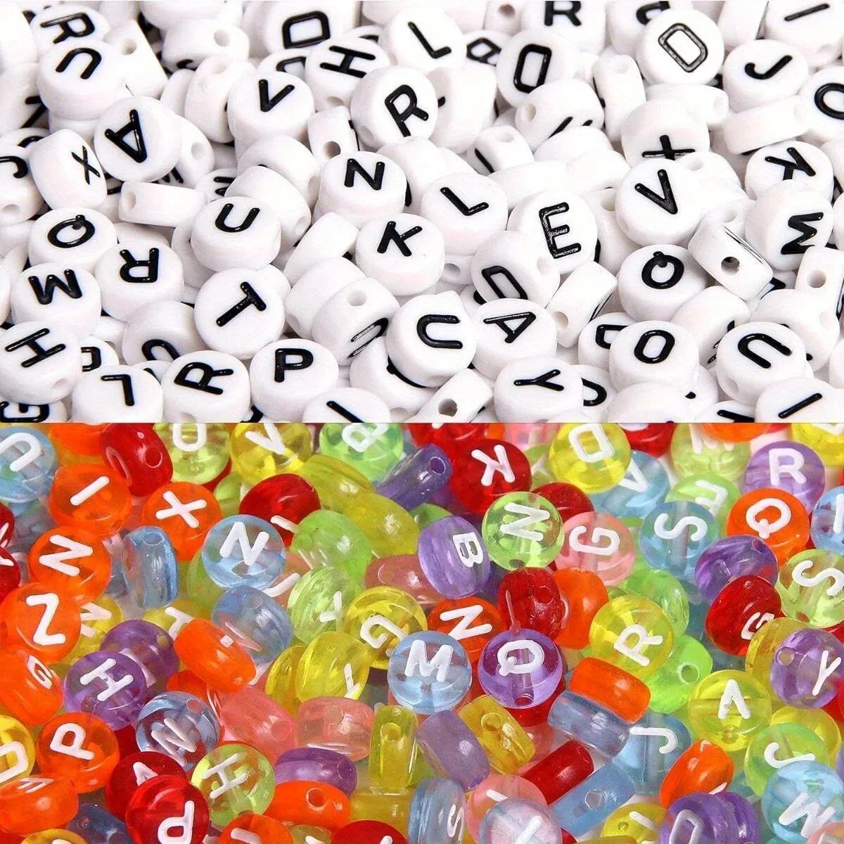 Friendship Bracelet Beads 700pcs 7 Colours Round Acrylic Alphabet Number Beads for Jewellery Making