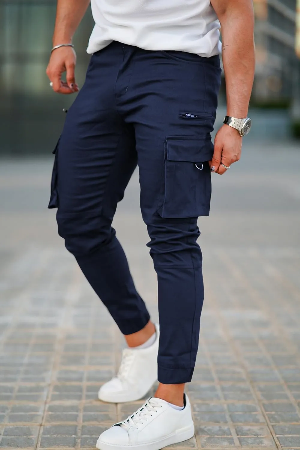 GINGTTO Mens Cargo Jogger Pants Slim Fit Stretch Zipper Pockets Thick Cotton Pants for Men