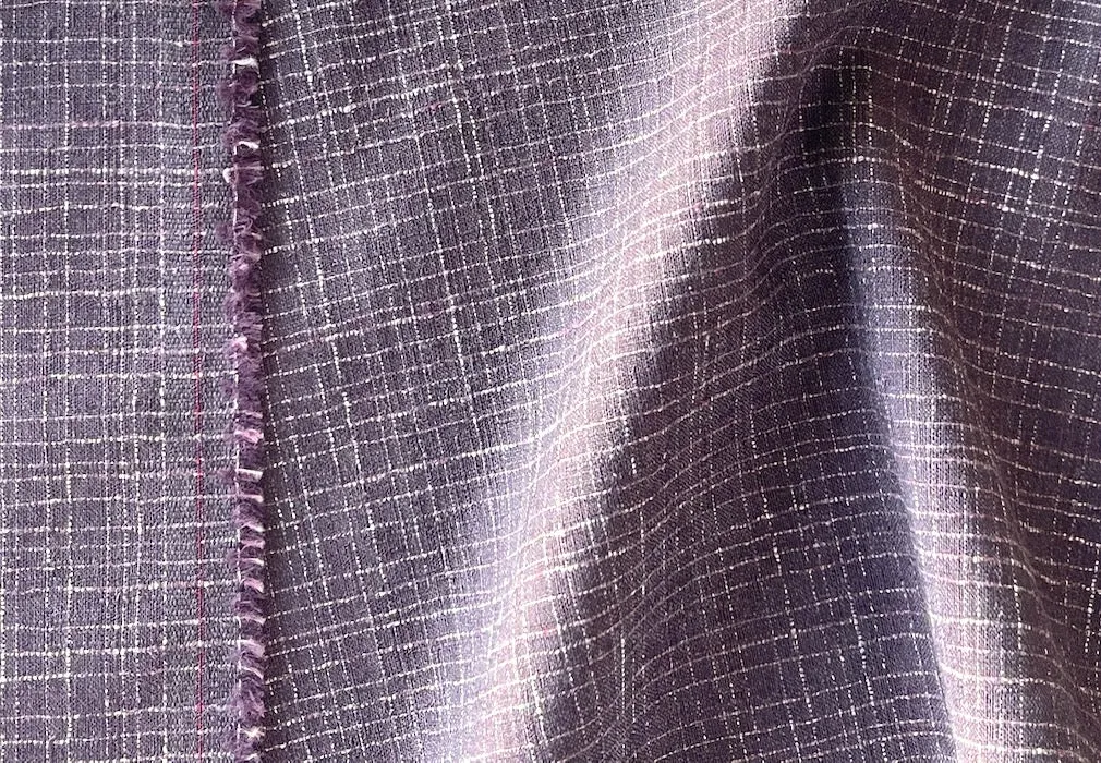 Guabello Light-Weight Crosshatched Antique Mauve & Snow Wool Tweed (Made in Italy)