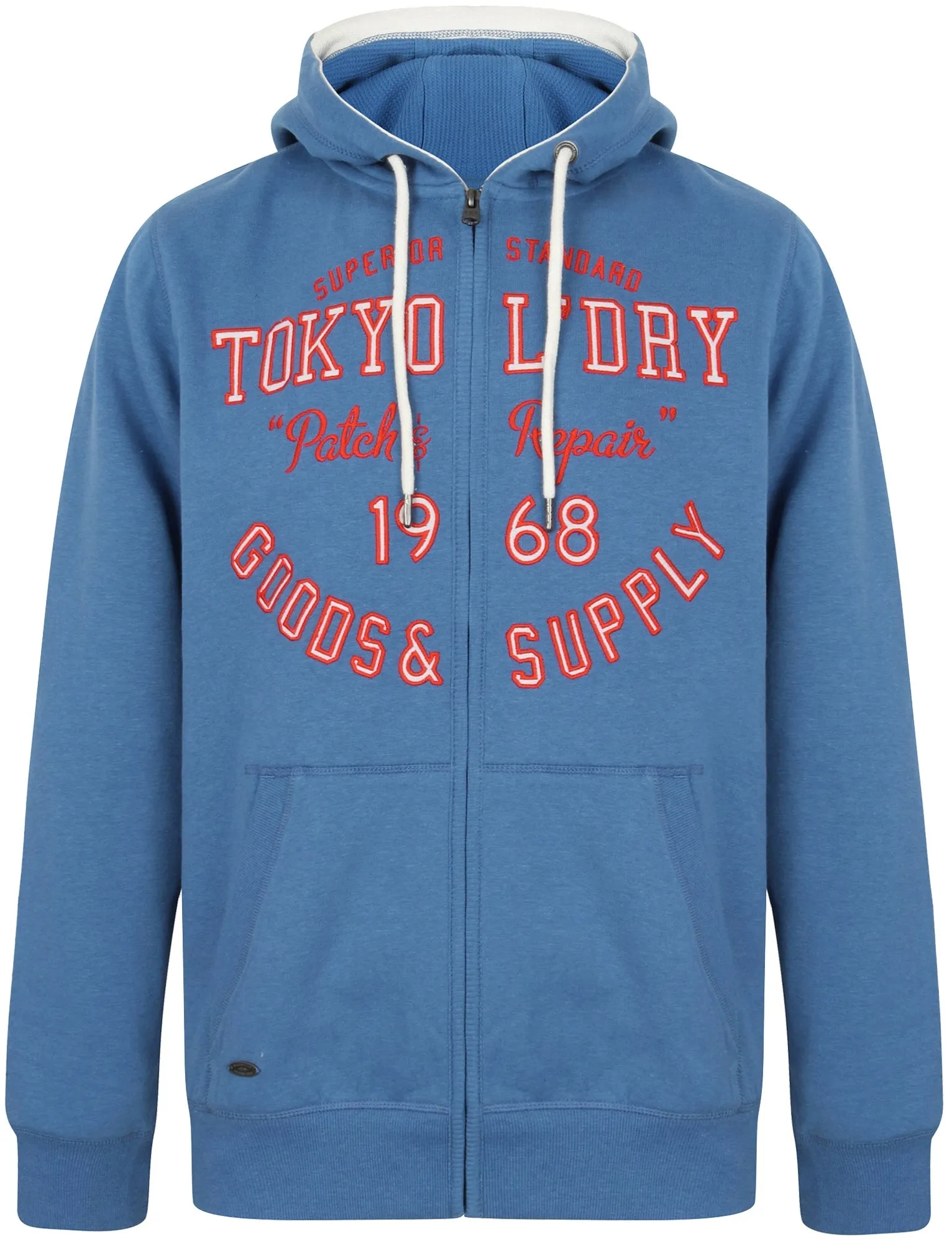 Harper Brush Back Fleece Zip Through Hoodie In Federal Blue - Tokyo Laundry