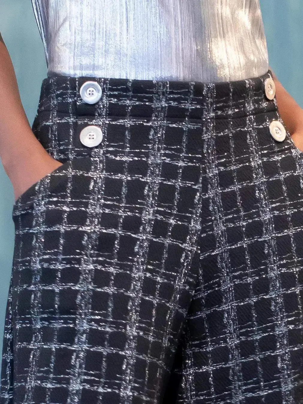 Hepburn Pants in Silver Plaid
