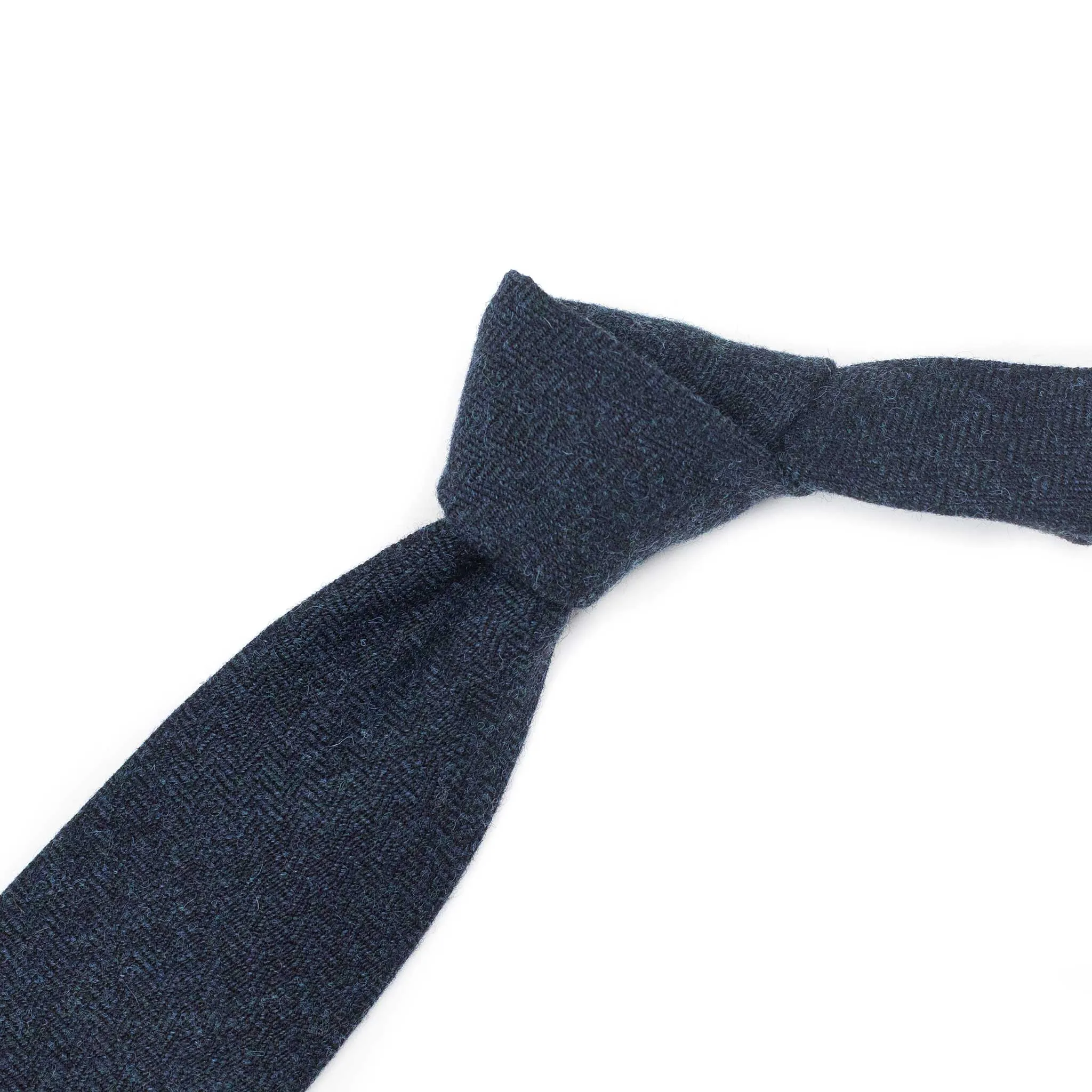 Herringbone wool tie in blue