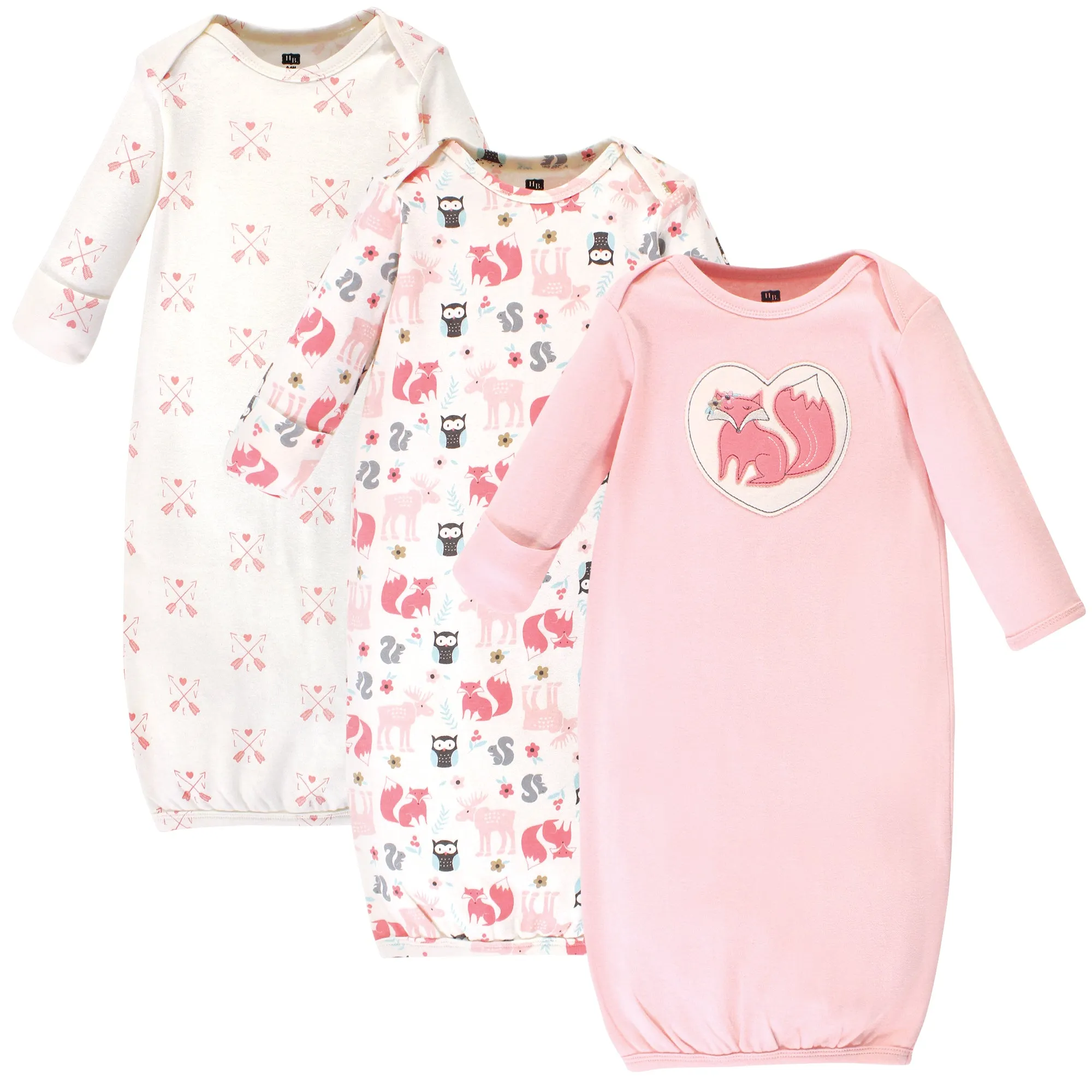 Hudson Baby Cotton Gowns, Girl Woodland