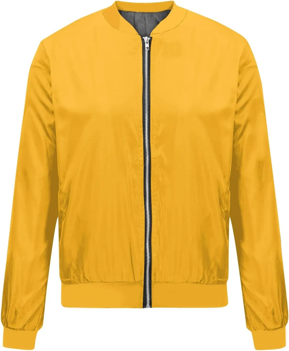 Jackets for Women Lightweight Zip Up Bomber Jacket with Pockets Stand Collar Windproof Outwear Fashion Fall Coat