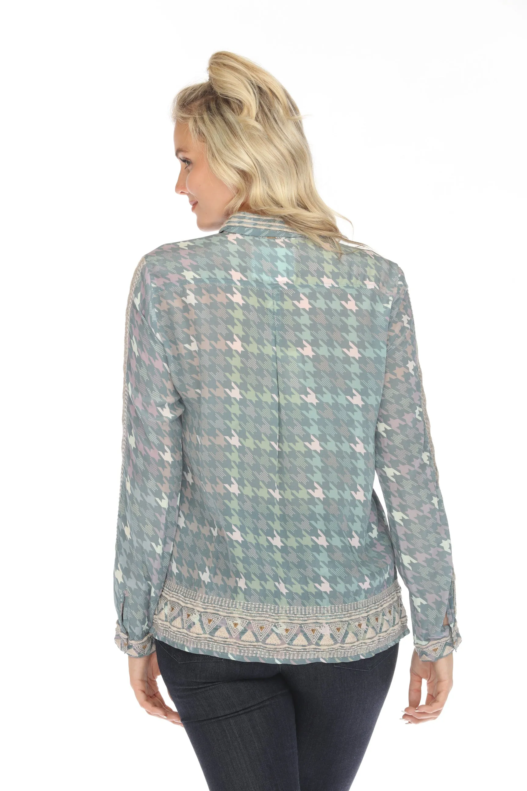 Johnny Was Biya Bixby Button-Down Silk Blouse B11923A8 Boho Chic