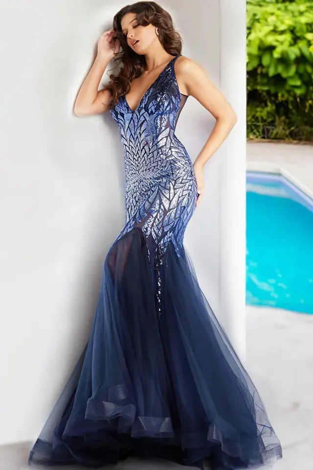 Jovani - 38373 - Stunning Mermaid Sequin Embellished Evening Gown