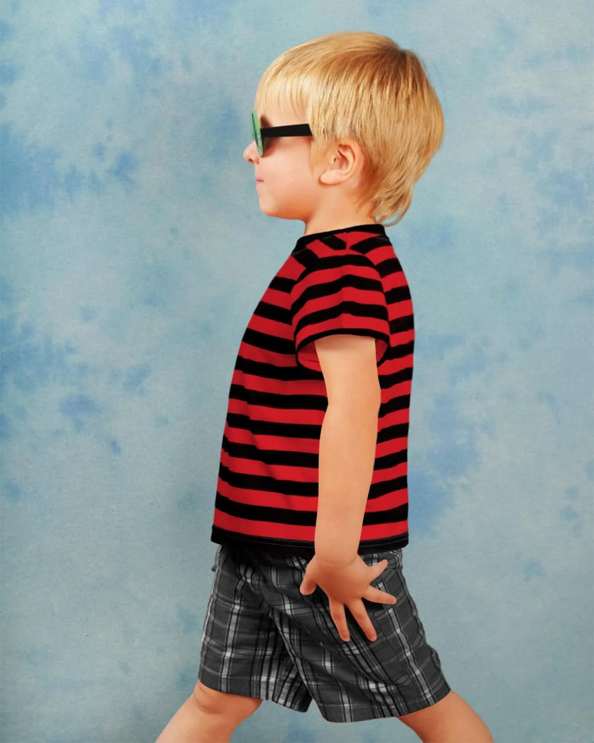 Kids Striped T Shirt, Boys Girls Short Sleeve T-Shirts, Crewneck Tee for Kids 3-12 Years