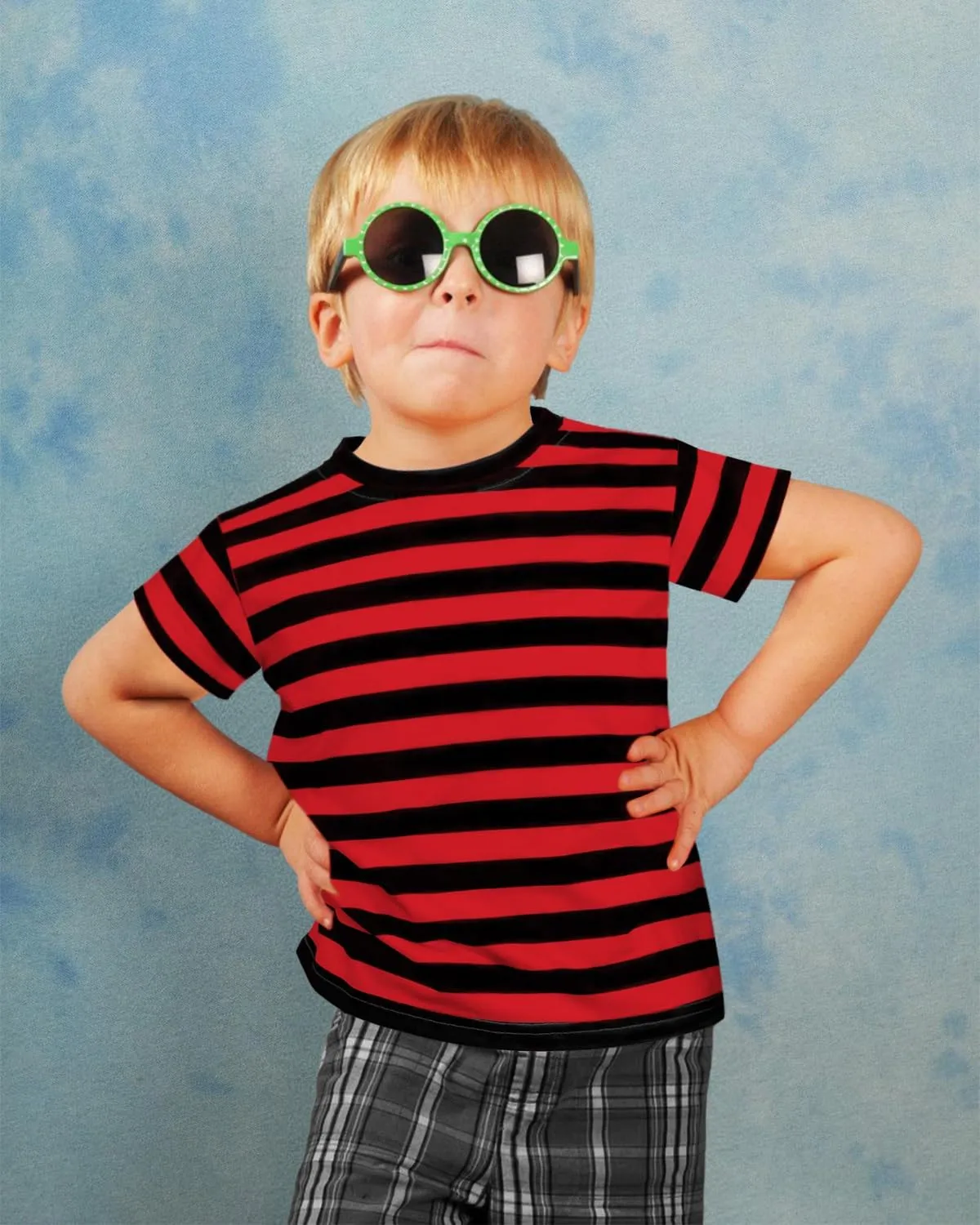 Kids Striped T Shirt, Boys Girls Short Sleeve T-Shirts, Crewneck Tee for Kids 3-12 Years