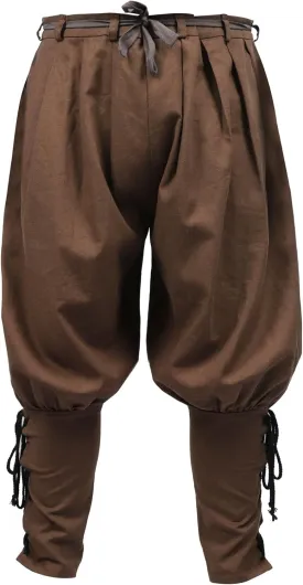 KUOIN Medieval Renaissance Ankle Banded Pants for Men Pirate Navigator Trousers Linen Bottoms